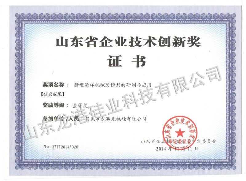 First prize of Shandong enterprise technology innovation award